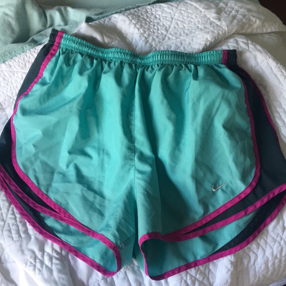Turquoise, magenta, and gray Nike shorts!